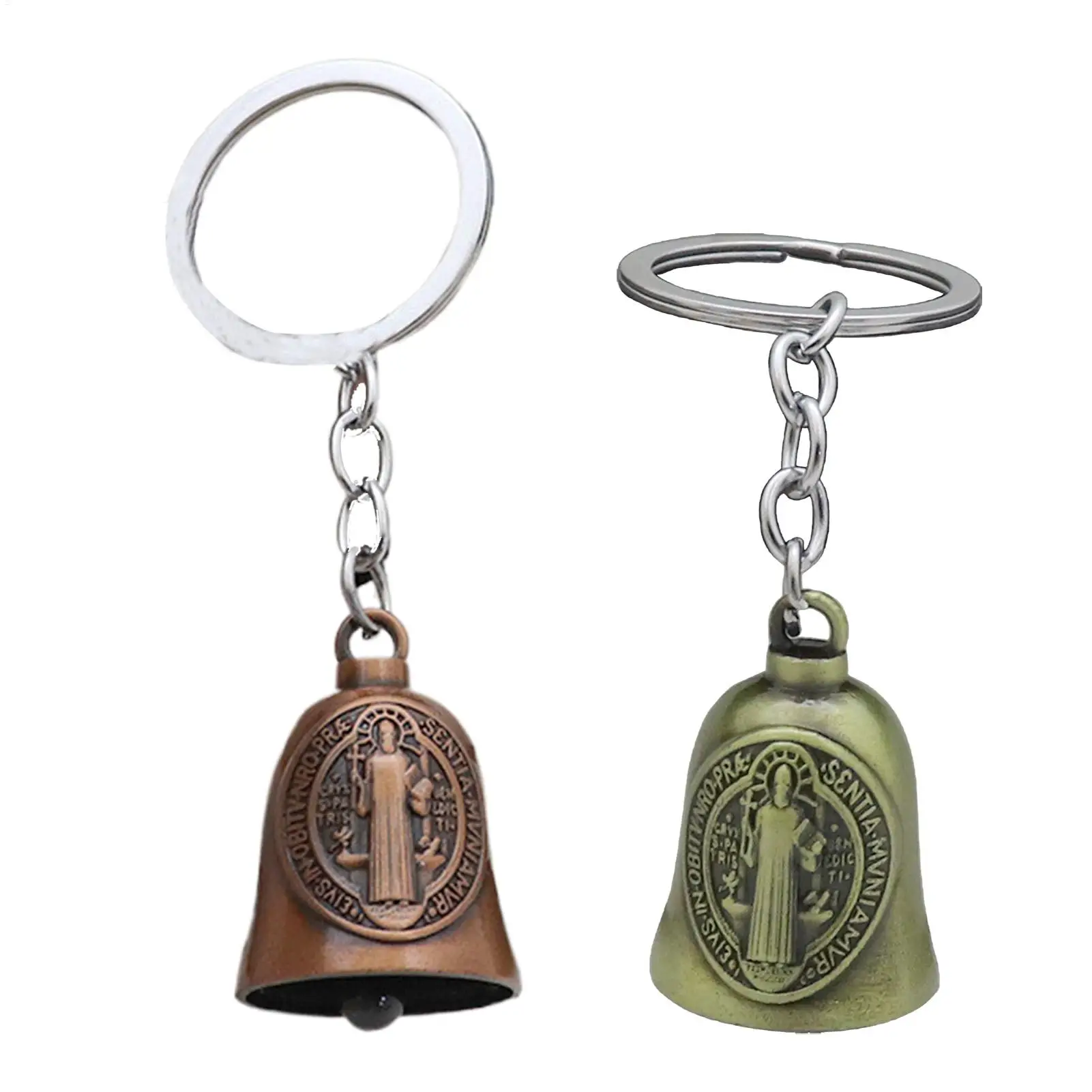 Retro Jesus Motorcycle Gremlin Bell Good Luck Charm Key Chain Riding Safety Accessory Vintage Bike Handlebar Hanging Ornament