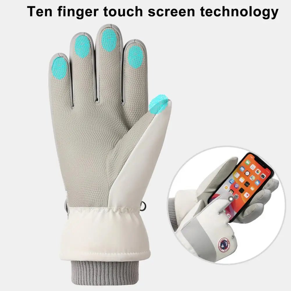 Touch Screen Gloves Waterproof Ski Gloves with Adjustable Fastener Tape Fleece Lining Thermal Touchscreen Design for Women