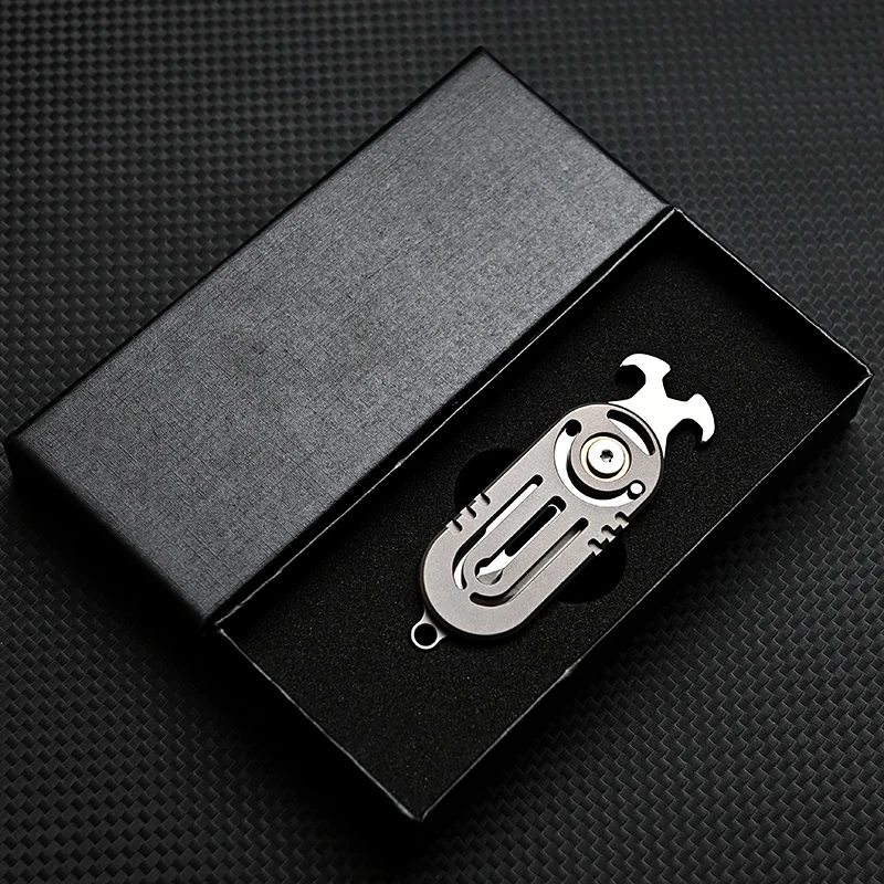 Titanium Alloy Mini Folding Knife High Hardness D2 Steel Sharp Knife With Keychain Pendant Disassembly Express Open Box EDC Tool