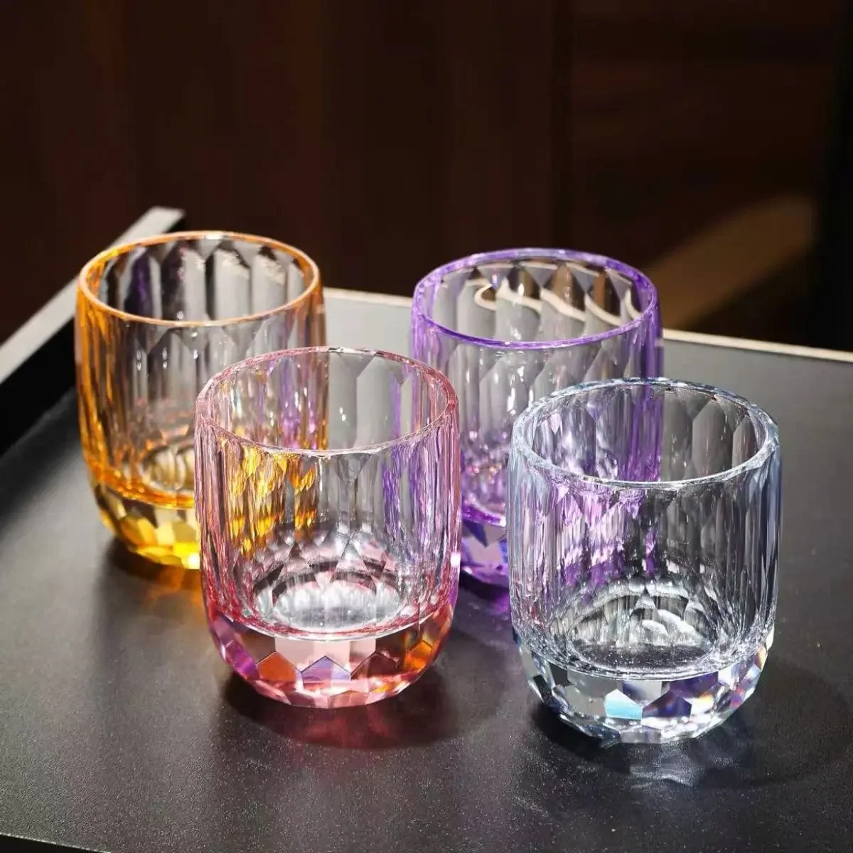 Premium Handmade Lead-free Diamond Crystal Whiskey Glasses 2026 Newest Arrival Elegant Light Luxury Exquisite Bar Home Drinkware