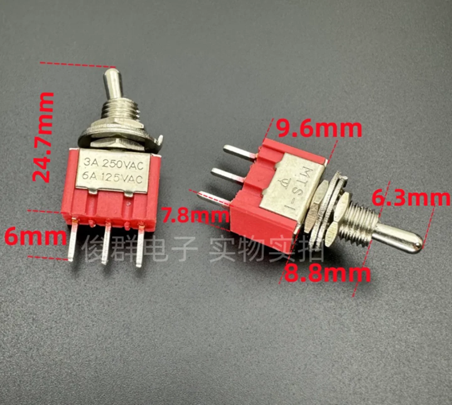 5PCS MTS-103-CS 3A 250V 6A 125VAC Three-pin and three-gear toggle switch Twist head rocker rocker rocker toggle switch