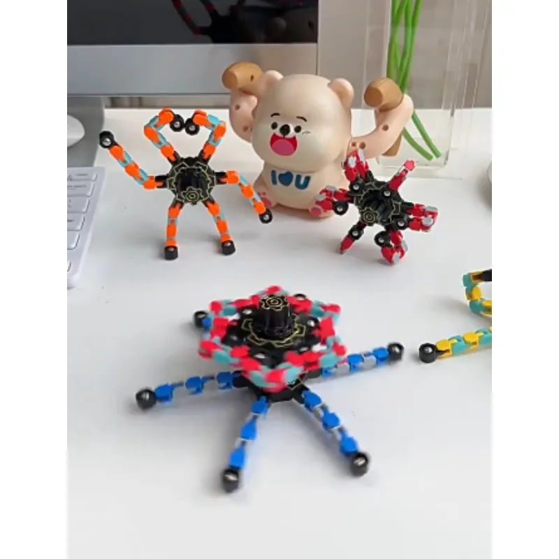 Spinner Luminoso Deformabile Antistress per Bambini e Adulti, Giocattolo Sensoriale Rotante Impilabile Anti-Ansia