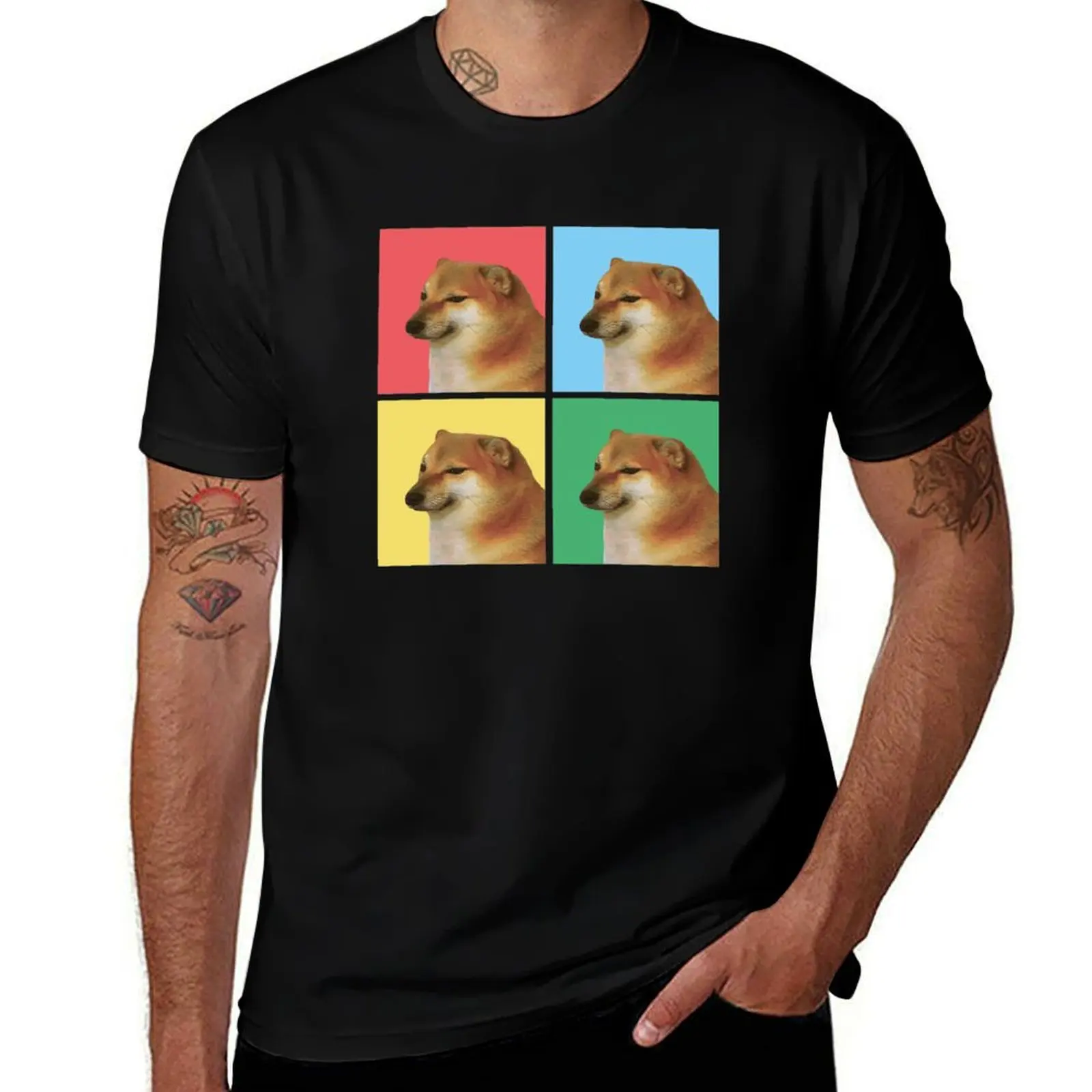 

t humor man - Cheems dark T-Shirt shirt Doge t t graphic man funny Cover shirt T-Shirt shirts designer