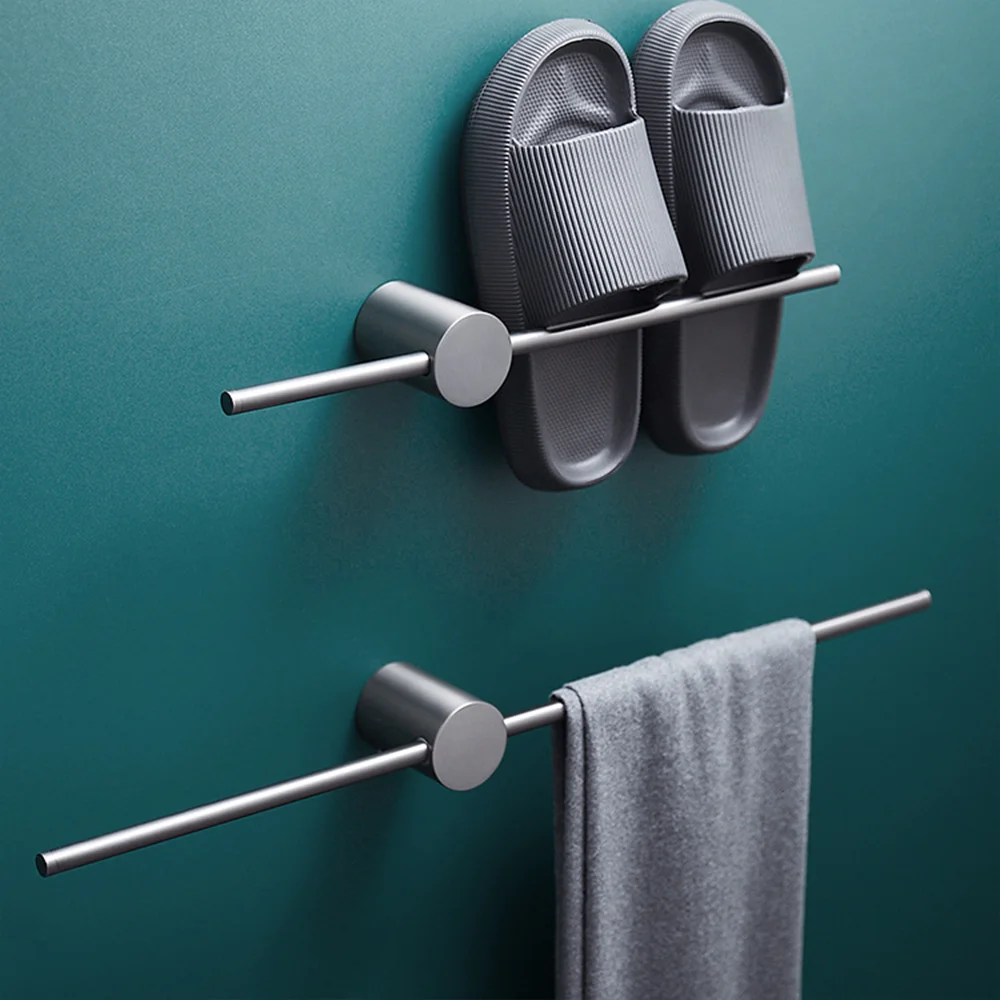 Gun Grey Brass Bathroom Rod Bar Mounted Mobile Towel Rack Wall Mounted Adjustable Bathroom Towel Holder Bathroom Accessories