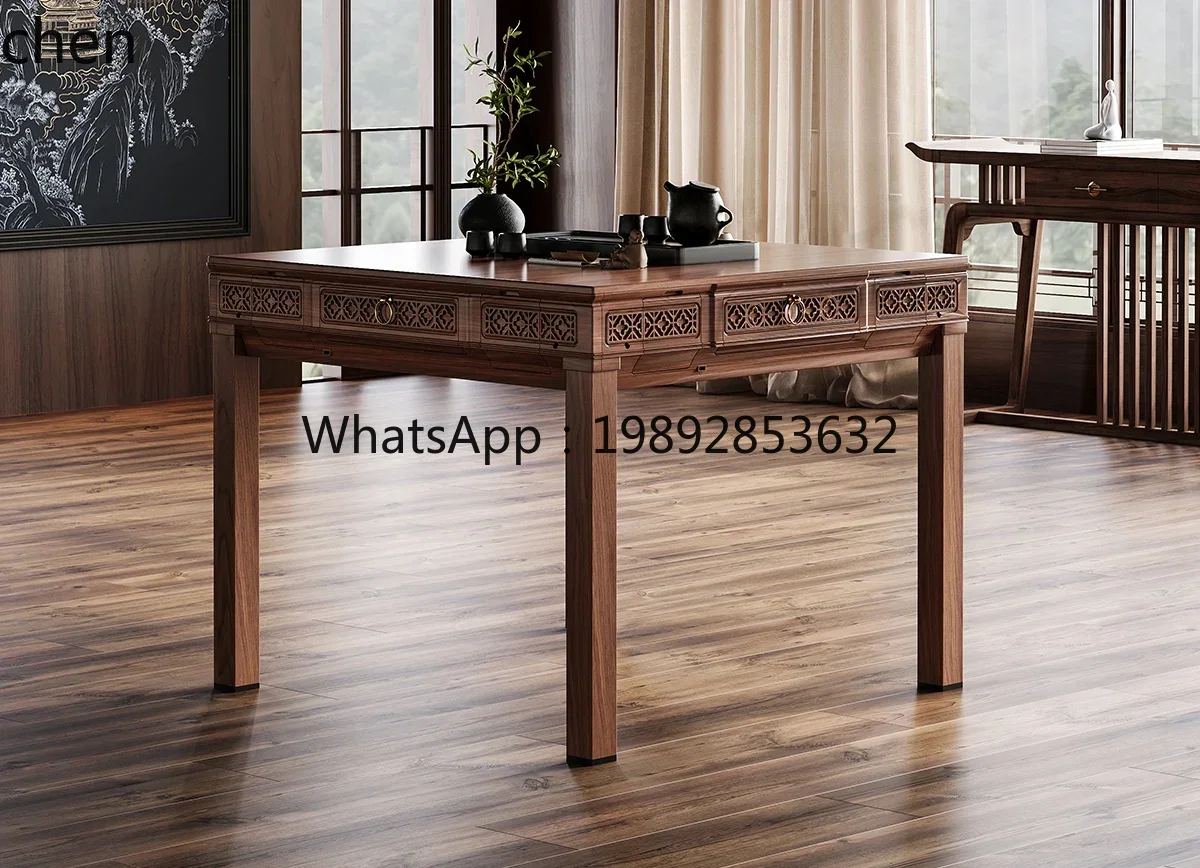 D2-4  automatic family roller coaster dining table dual-purpose new Chinese mahjong table solid wood chair
