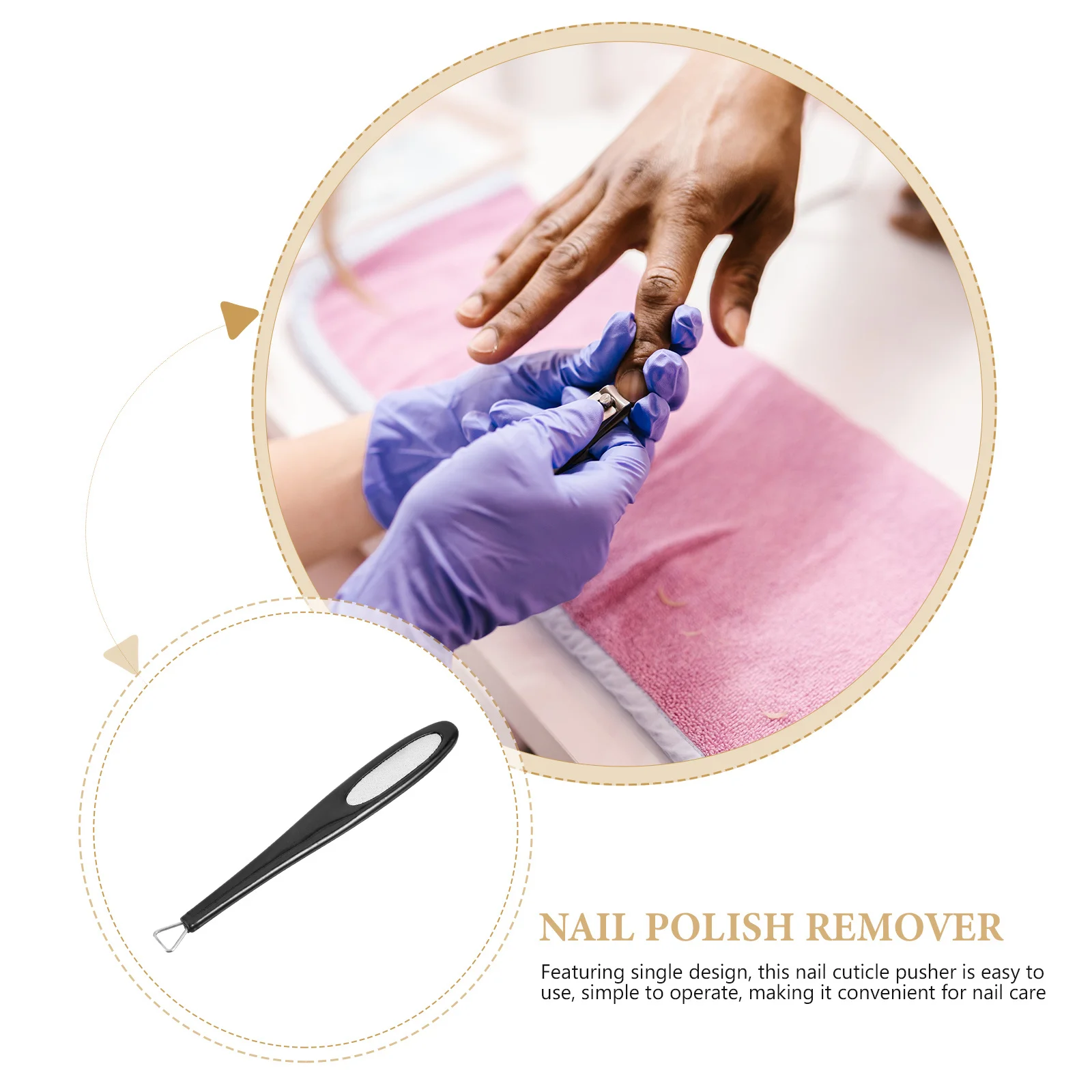 Stainless Steel Nail Cuticle Remover Pusher for Gel Polish Manicure Tools Single Head Design Nail Care Tool Fingernail Toenail