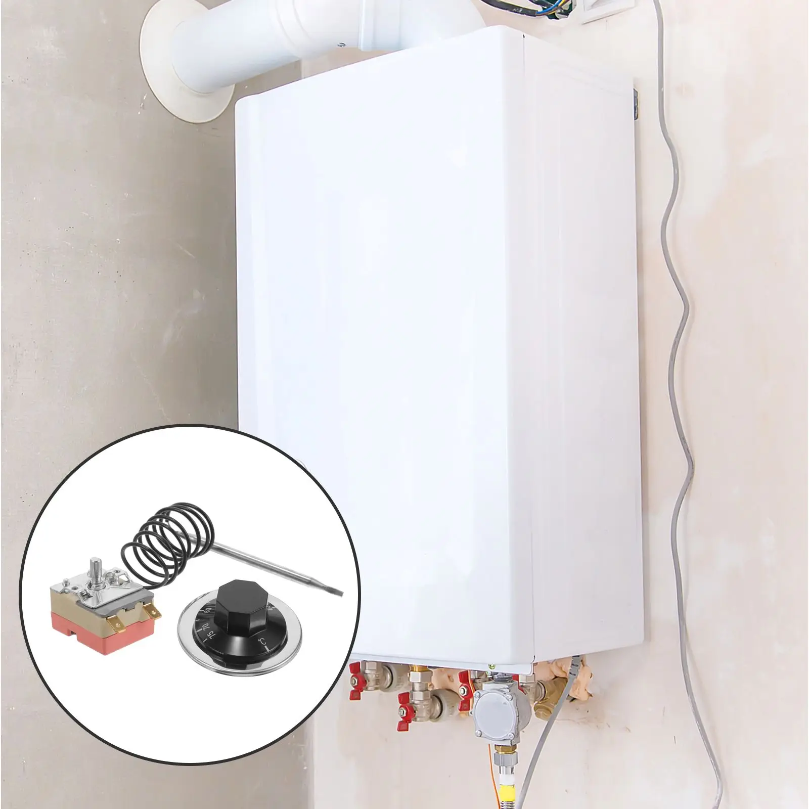 Mechanical Thermostat 30-75°C 16A Adjustable Temperature Controller Stove Oven Fryer Heater Gas Capillary Switch Replacement