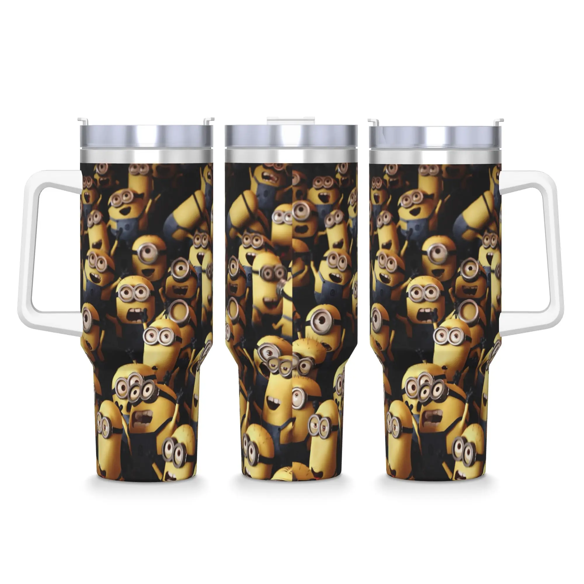 

Stainless Steel Tumbler Minions Cartoon Character Car Mugs With Straws Big Yellow Eyes Beach Water Bottle Large Thermal Cups