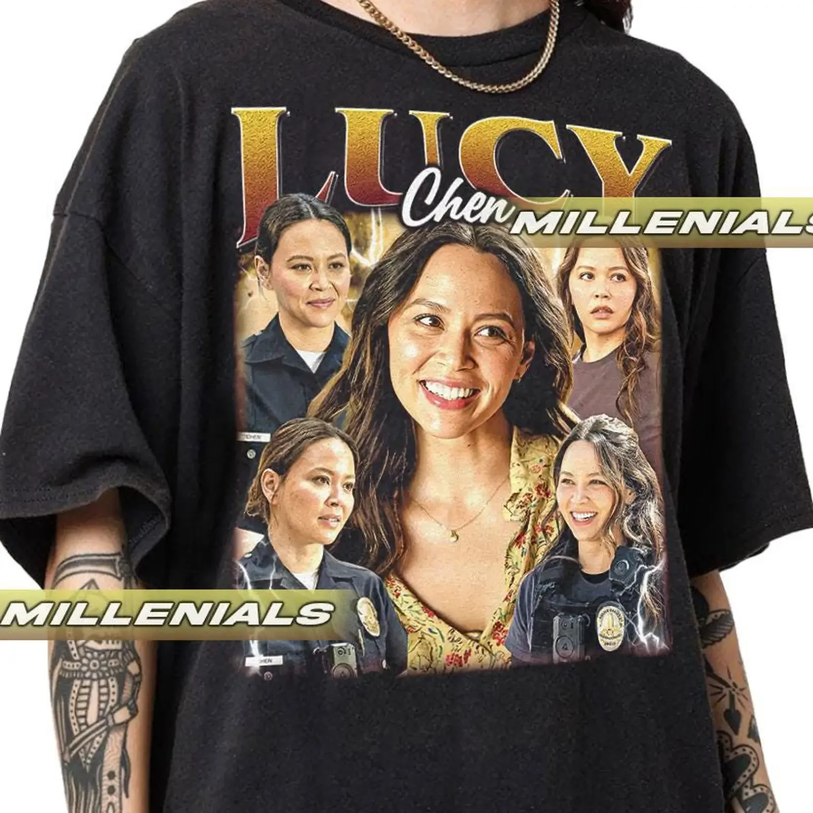 Lucy Chen T Shirt The Rookie TV Show Fan Apparel Cotton vintage Washed Stylish fashion Breathable Slightly Stretched streetwear