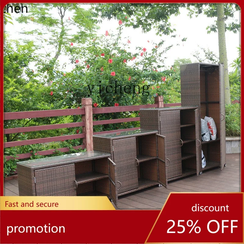 A-26 outdoor rattan balcony shoe cabinet sunscreen waterproof courtyard storage garden storage outdoor storage finishing cabinet