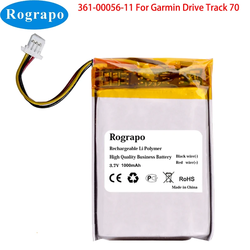 

New 3.7V 1000mAh 361-00056-11 GPS Battery For Garmin Drive Track 70 Accumulator 3 Wire Plug