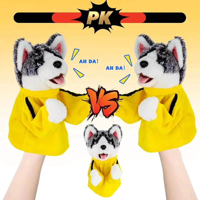 Kung Fu Husky Punching Puppet Dog Hand Puppet Boxing Puppets Animal Toy Husky Gloves with Sounds Boxing Action Gifts