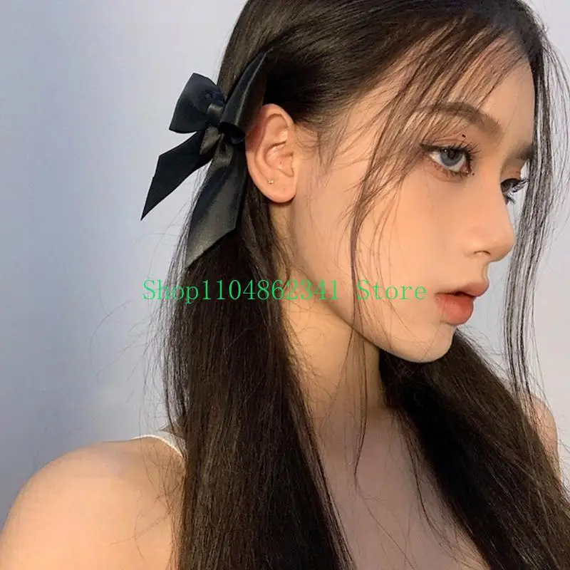 5ASD Sweet Duckbill Bowknot Hairpin Y2K Clip per capelli raso/ velluto per le donne