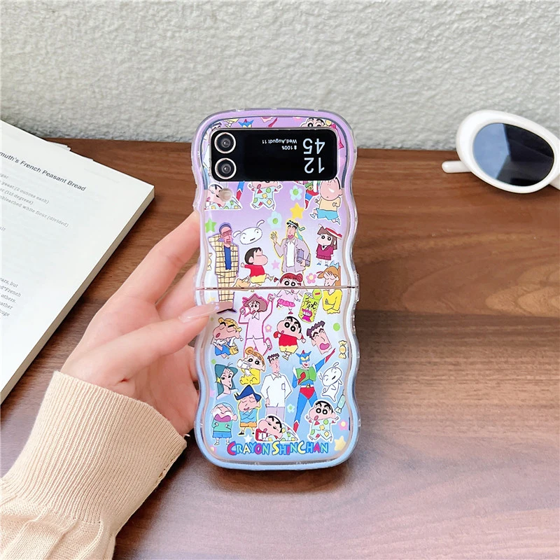 Cute Cartoon Japan Anime Crayon Shin chan Phone Case For Samsung Galaxy Z Flip 7 6 5 Case Soft TPU Back Cover For Z Flip 3 4 view 4