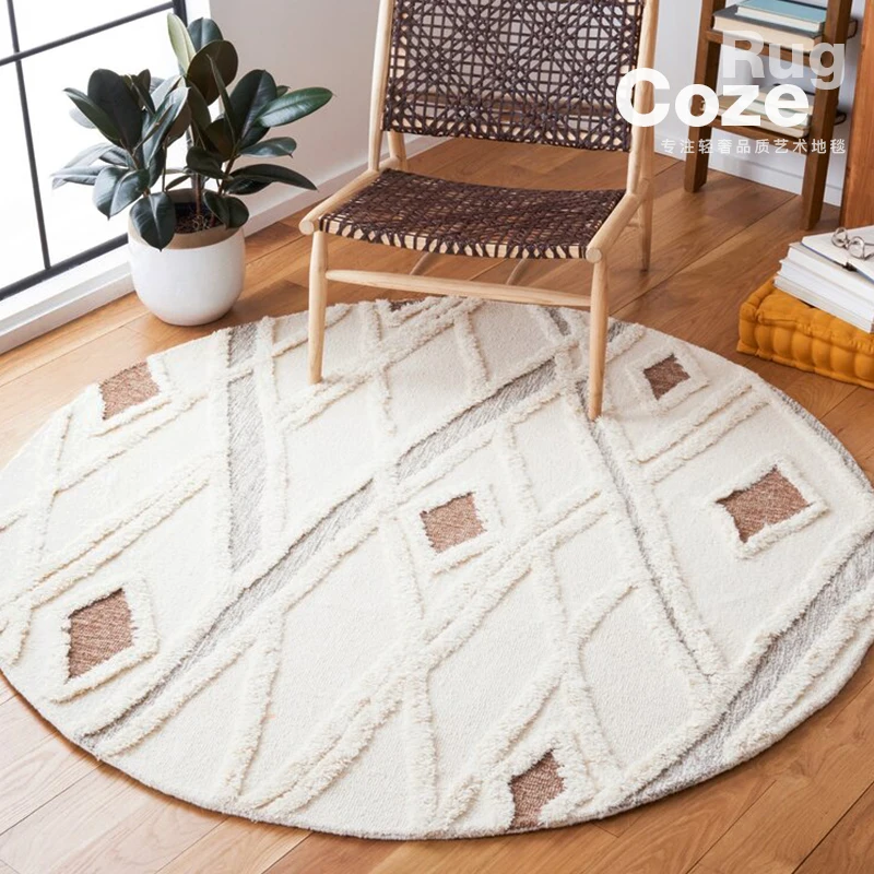 

Modern Round Carpets for Living Room Minimalist French Bedroom Round Rugs Decor Luxury Chair Floor Mat Anti-slip Large Carpet