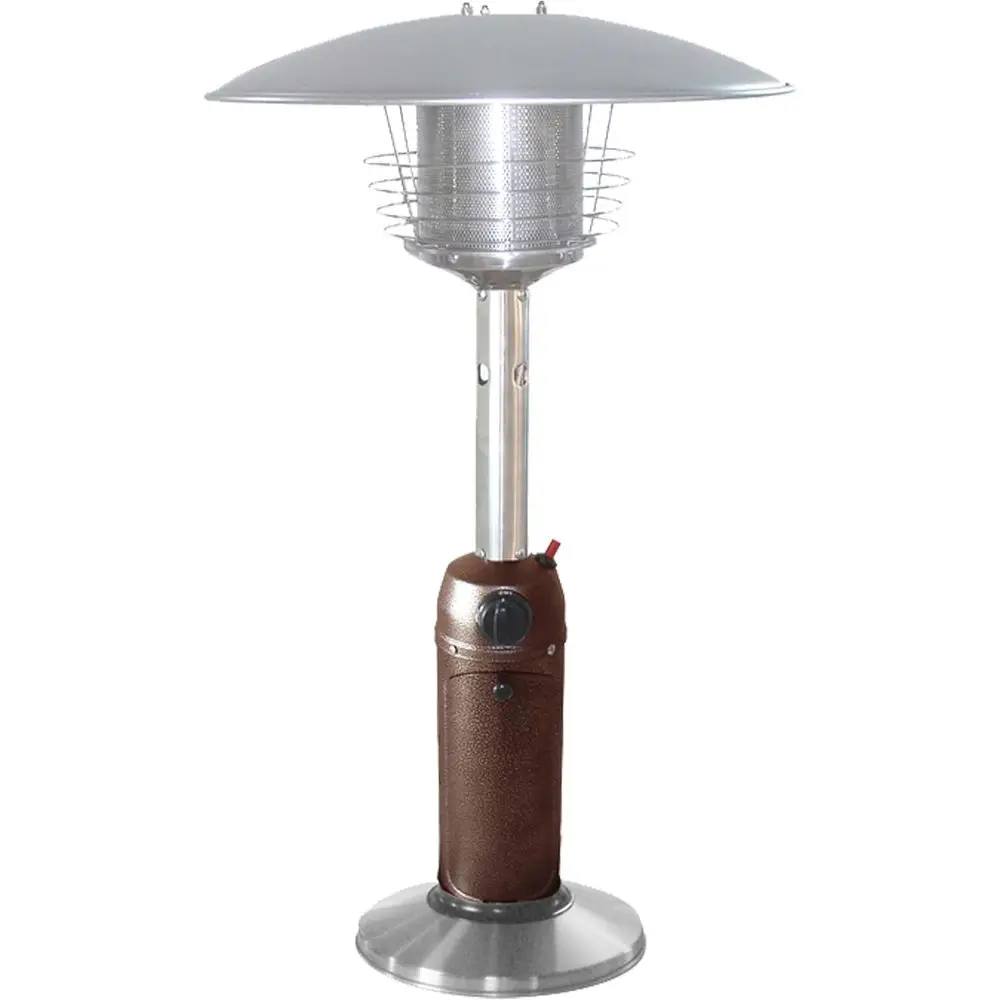 Tragbarer 11.000 BTU Tisch-Terrassenheizer, kompatibel mit 1lb oder 20lb Propangastanks, gehämmertes Bronze-Finish