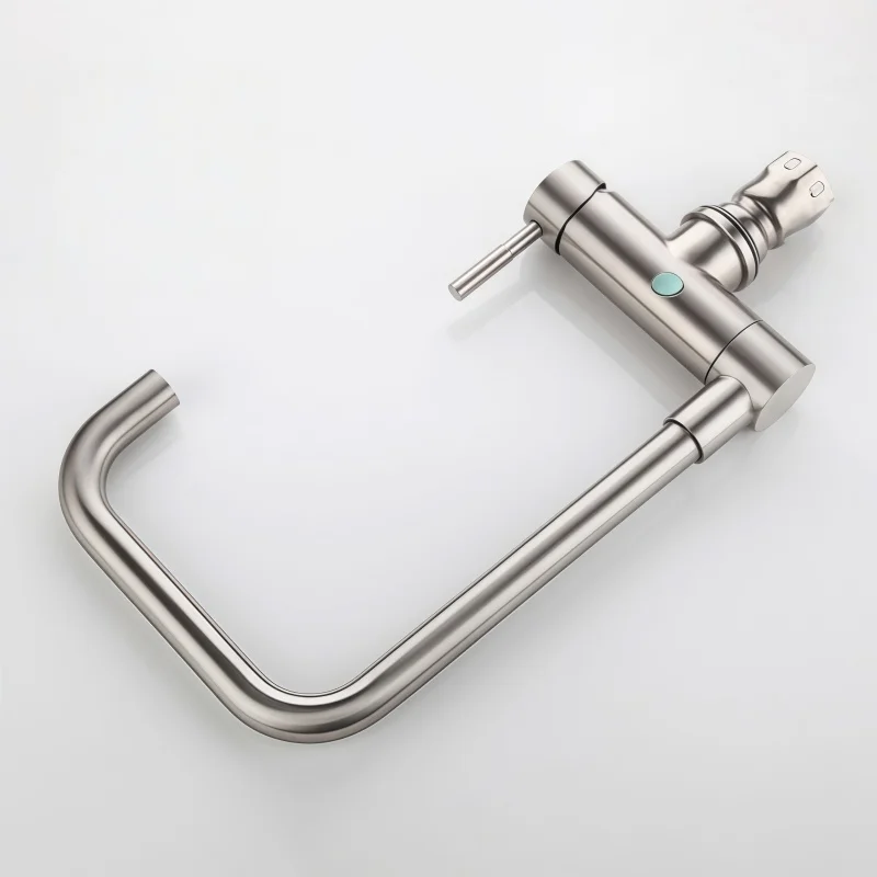 Stainless Steel Foldable Faucet Hot and Cold Kitchen Window-Sized Sink Universal Rotatable Low-Profile Splash-Proof