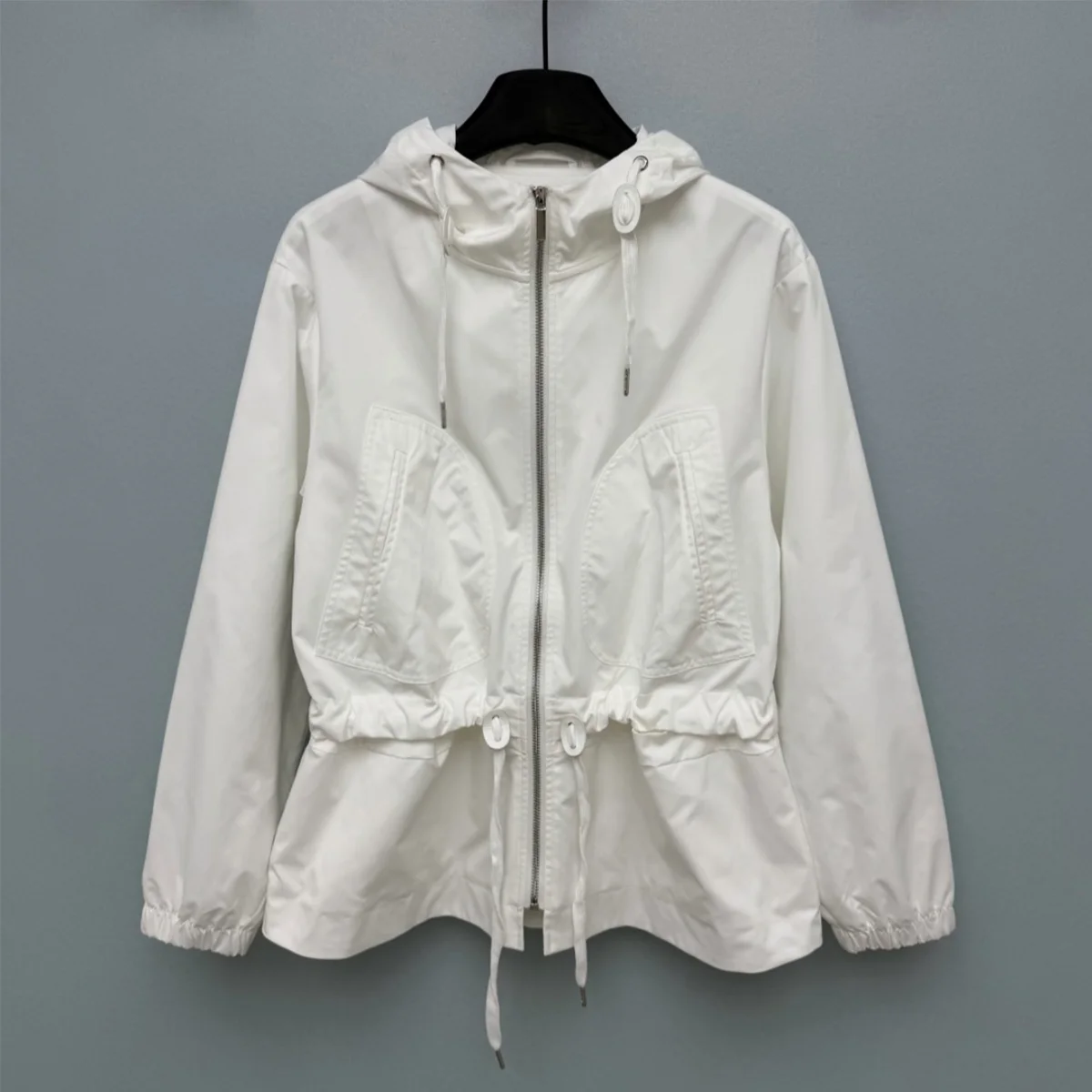 2026 high-quality women's hooded waist cinched drawstring short windproof jacket--2026010293