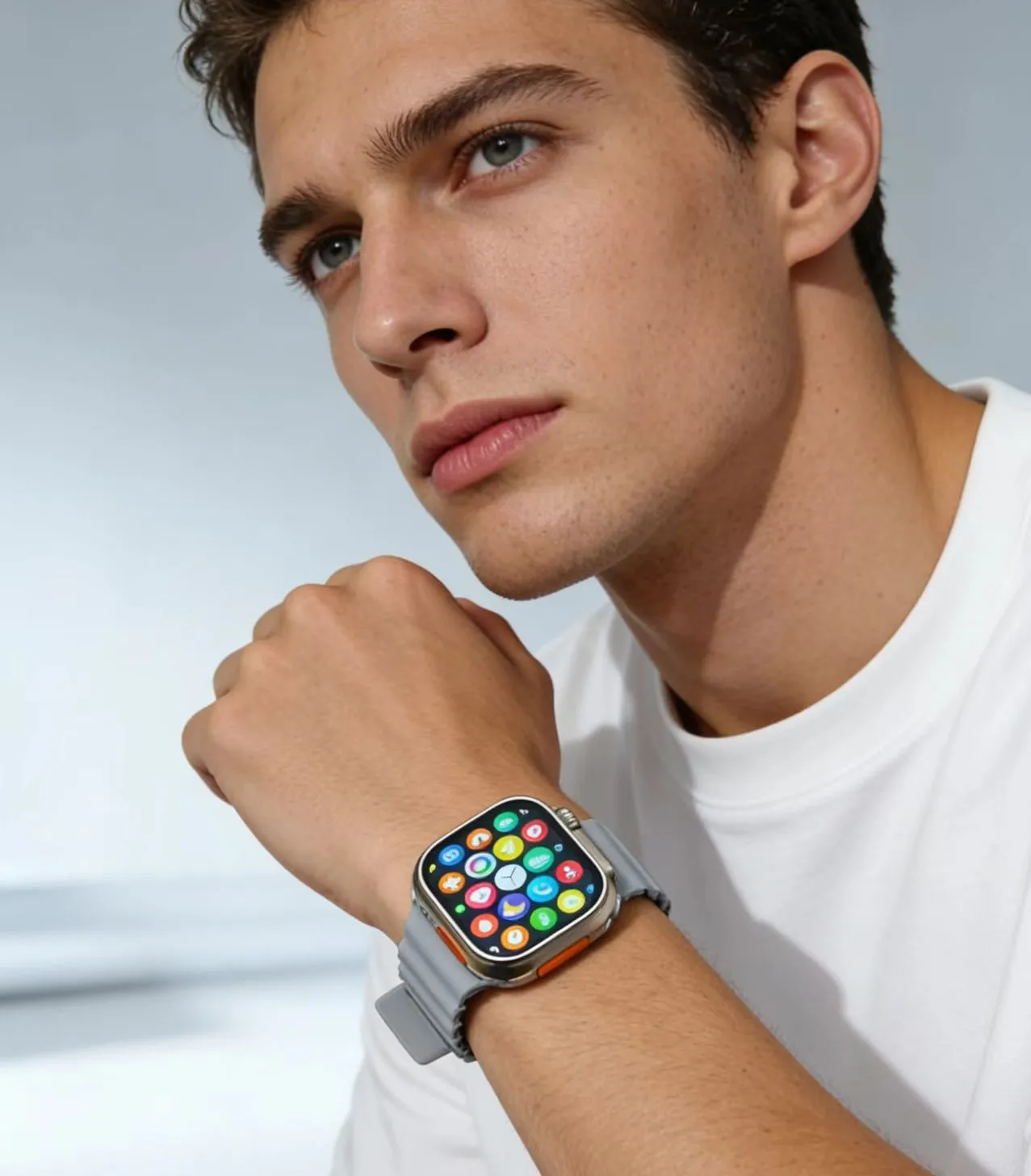 Men's fashionable sports multifunctional smart watch.  Rubber strap smart electronic watch