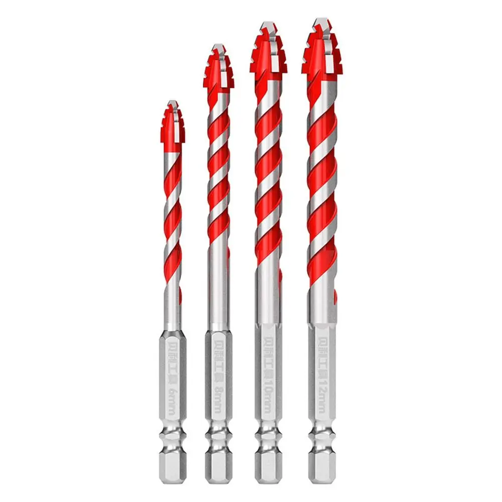 Broca excéntrica de cuatro filos, broca dentada de alta dureza para azulejos, cabezal inclinado, juego de brocas para hormigón, herramienta de perforación