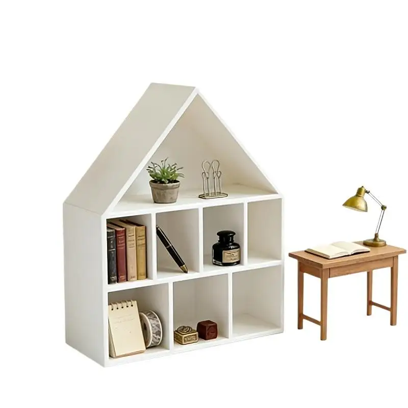 Mini White House Shaped Storage Rack 7 Slots For Storing Lipstick Small Jewelry Desk Decor Mini House Shaped Doll House Ornament