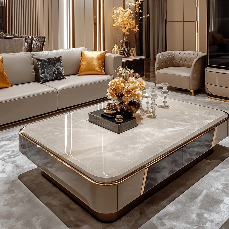 

Luxury Living Room Coffee Table Storage Modern Design Sofa Side Coffee Table Italian Floor Mesas De Centro Para Sala Furniture