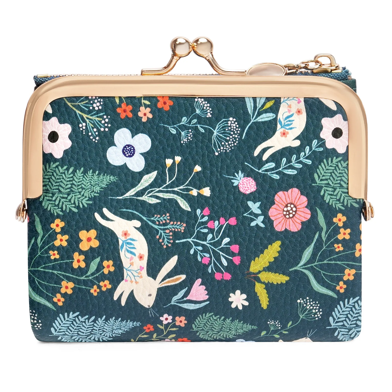 Western RFID Blocking Lychee Pattern PU Leather Cartoon Embossed Short Women Wallet Large Capacity Coin Clutch Bag for Ladies