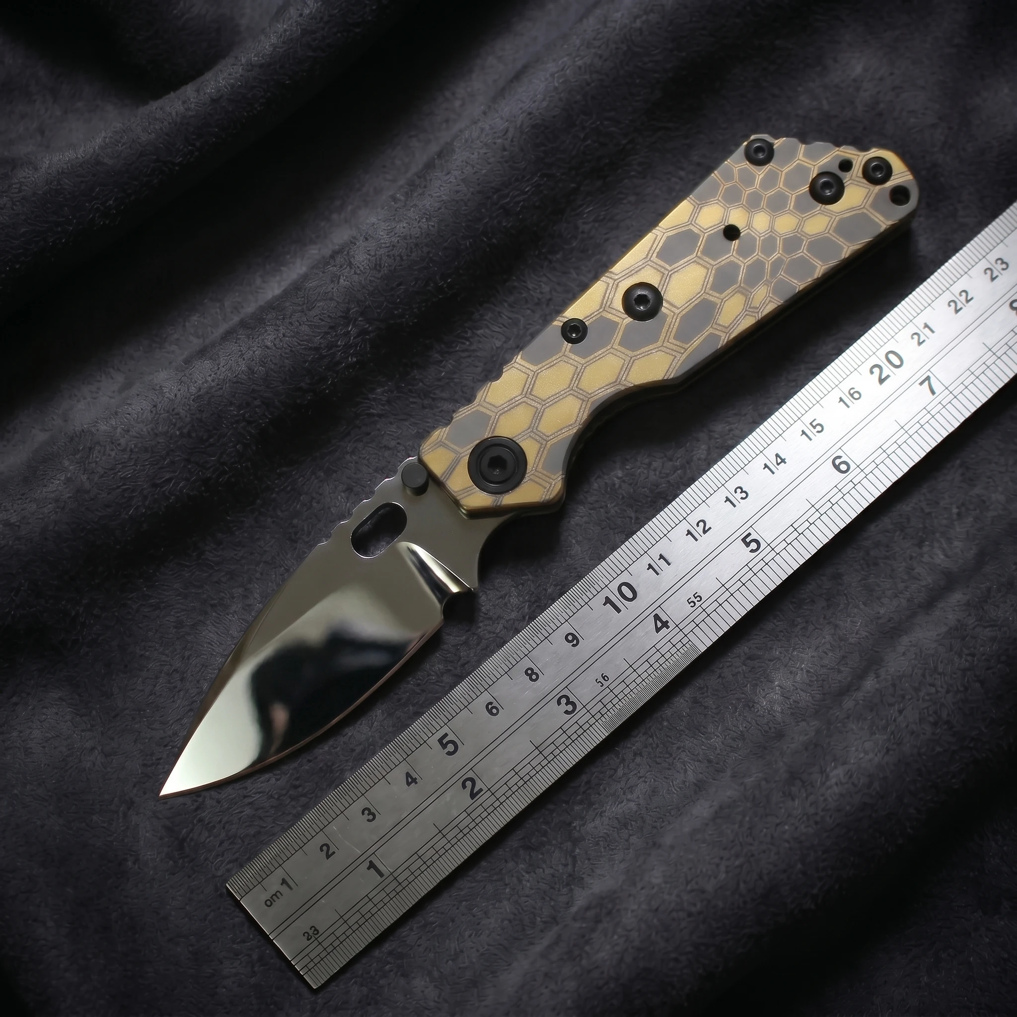 

M390 steel snake patterned titanium alloy handle folding knife, high-quality outdoor camping pocket tool, sharper fruit knife