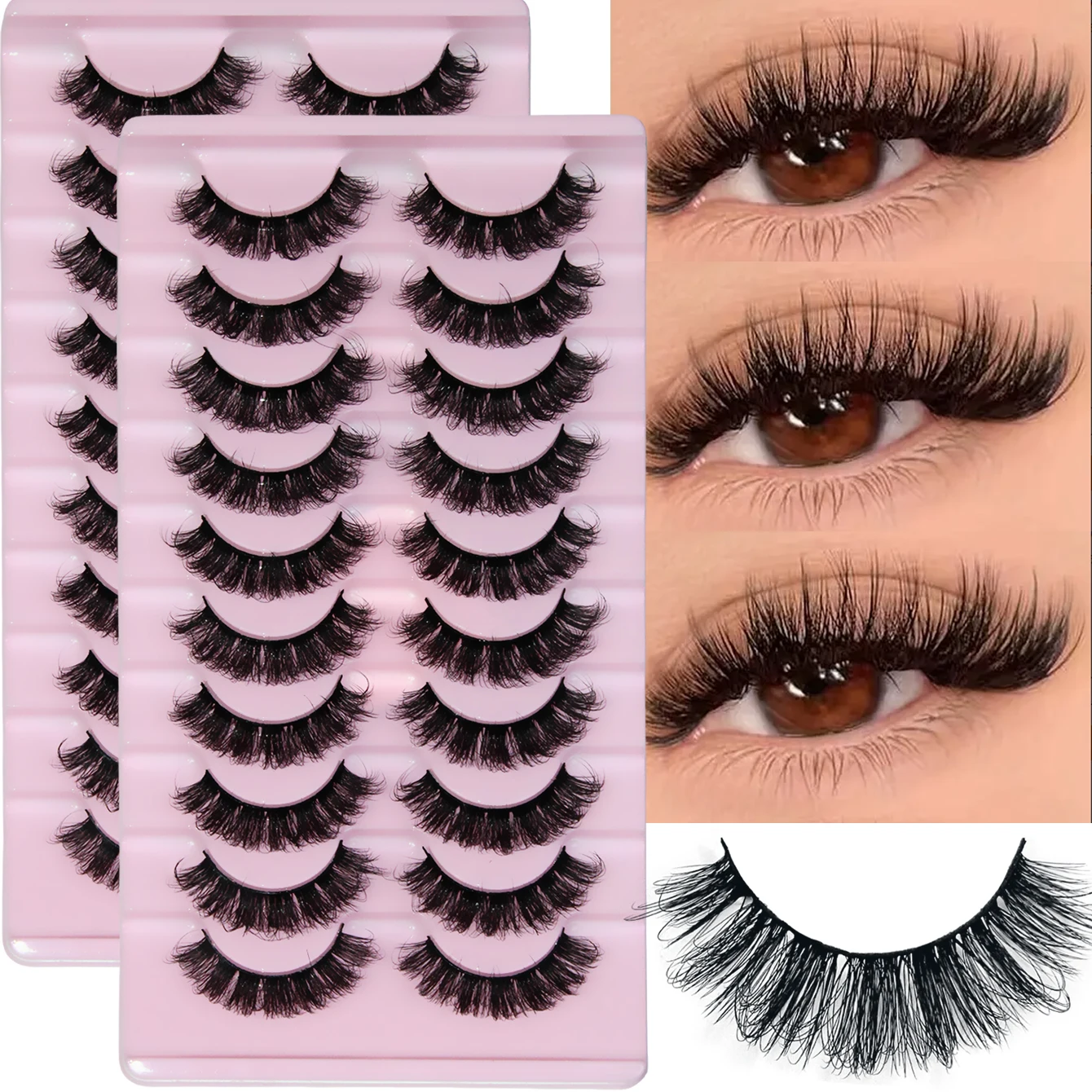 20 Paare/2 Pack Russische Streifen Wimpern Faux Nerz Flauschige 3D Faux Nerz Wimpern Make-Up Unordentliche Falsche Wimpern Flauschige dicke Wimpern