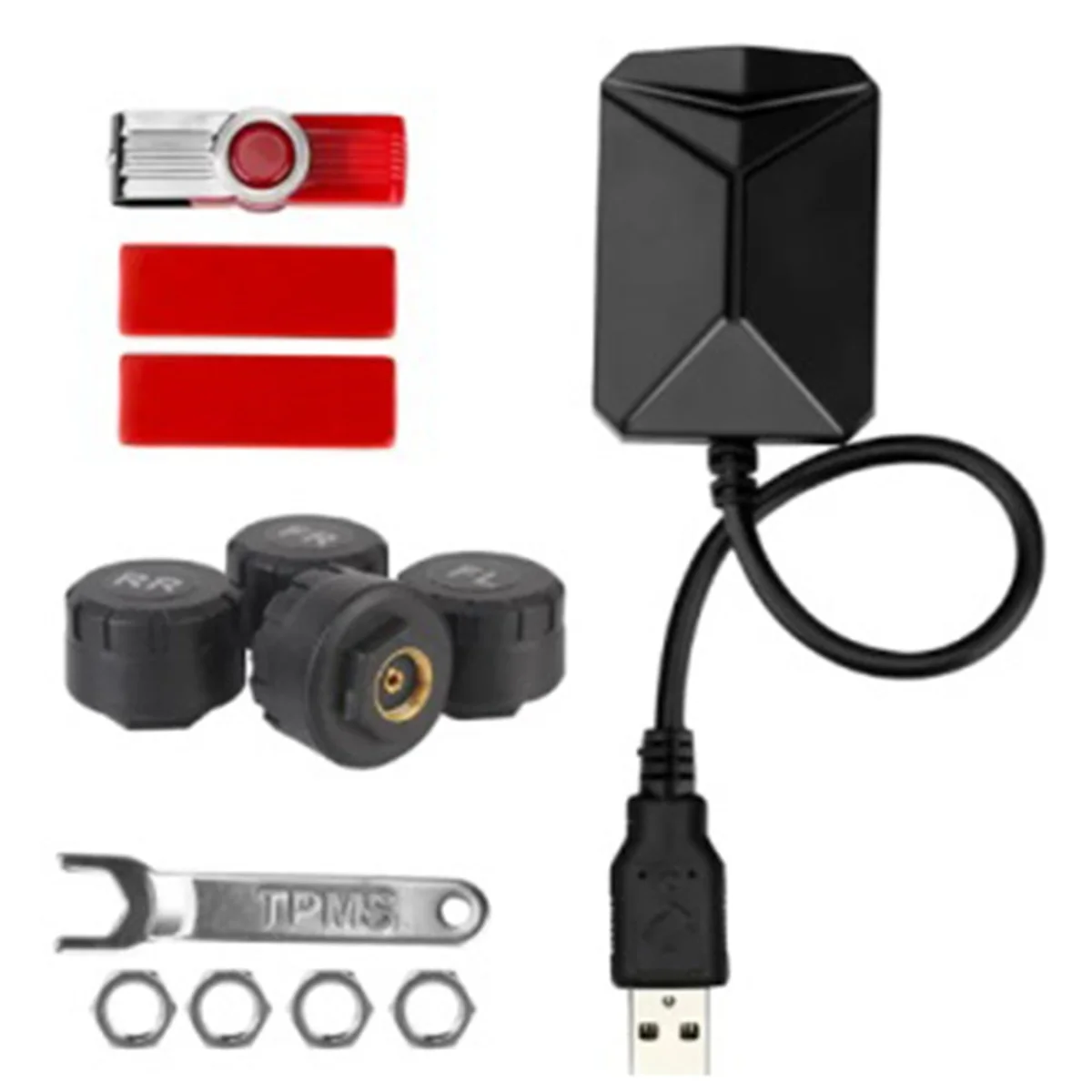 نظام إنذار Android Navigation TPMS مع 4 أجهزة استشعار USB Android Car TPMS مراقبة الإطارات اللاسلكية (خارجي) G