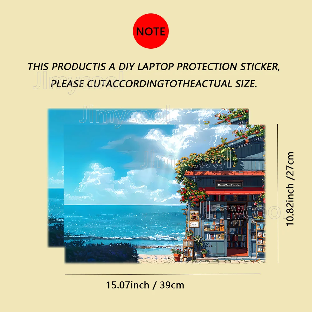 2Piece Seaside Beach House Pattern Laptop Decal Case Universal Netbook Skin Sticker Non-reusable Laptop Stickers Waterproof
