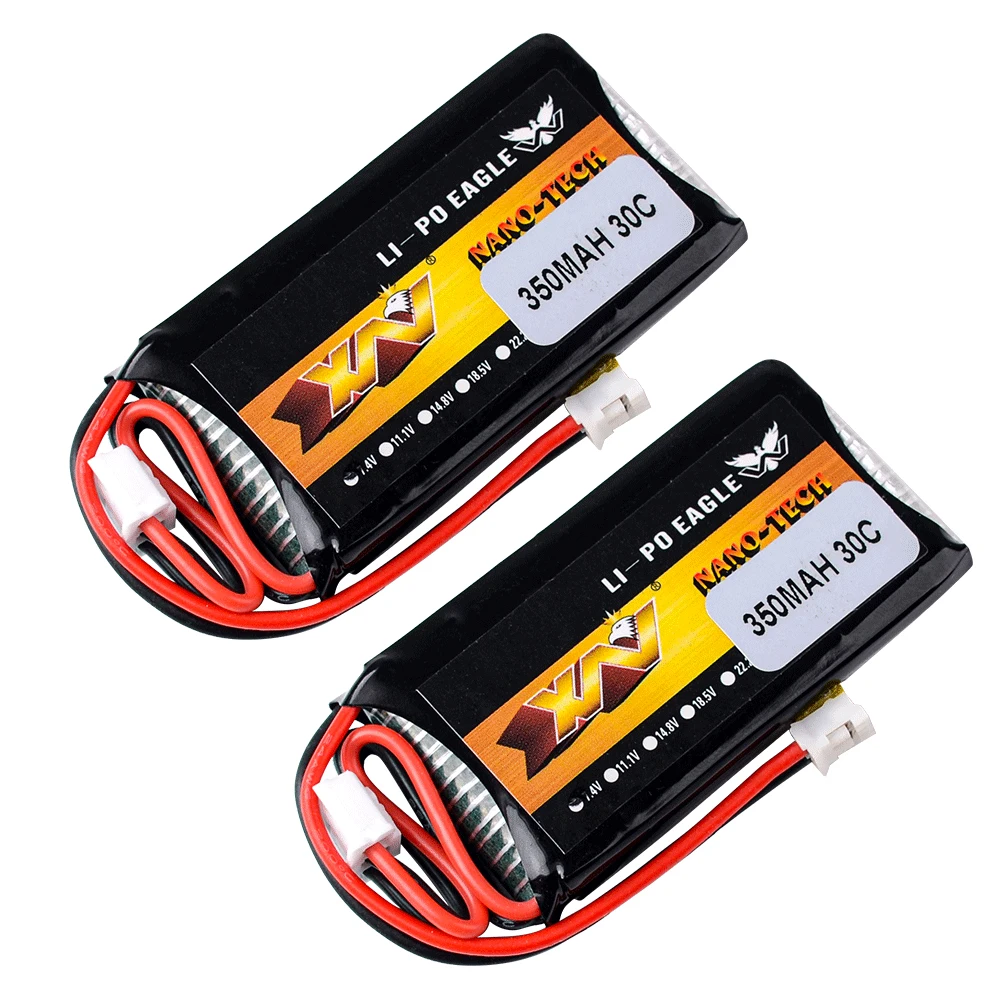 HJ Power 7.4V 2S 350mAh 30C RC Lipo batteria per AXIAL SCX24 90081 C10 1/24 Rc auto aereo elicottero serbatoio giocattoli