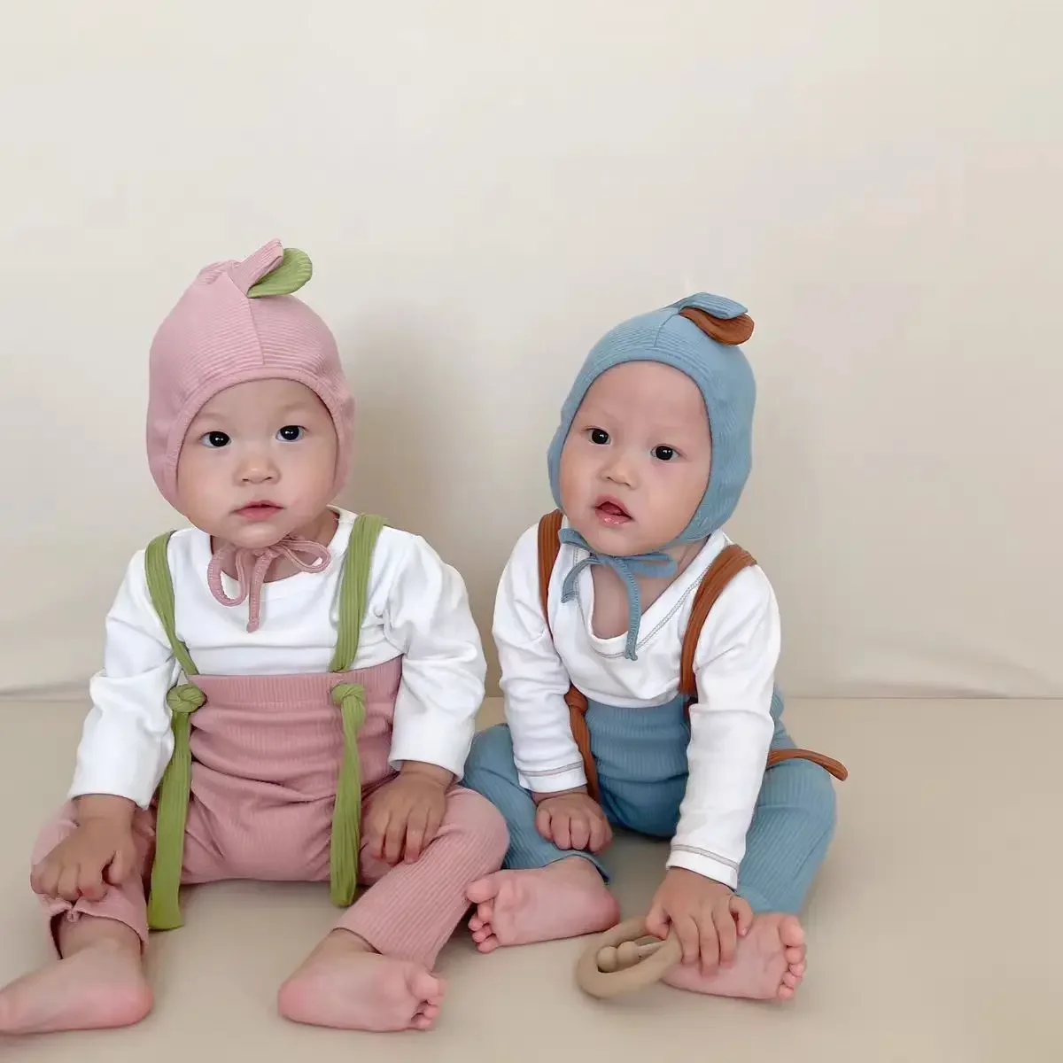 Newborn Infant Baby Boy Girl Rompers+Hats Knitted Overall Jumpsuit Adjustable Strap 2024 Summer Toddler Suspenders Leggings