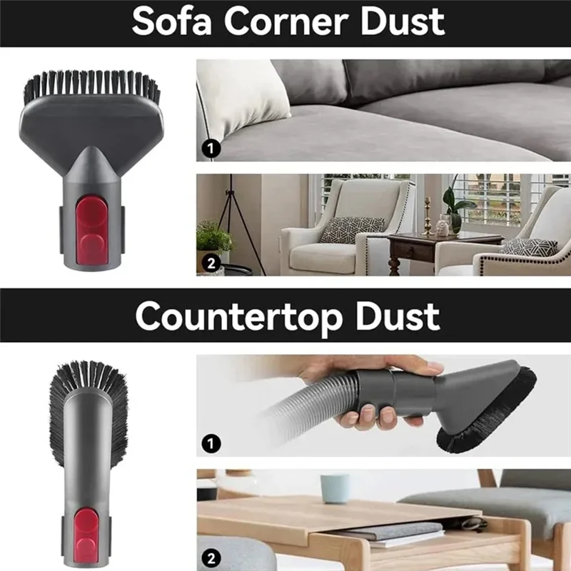 TAIGH-For Dyson V7V8V10 Vacuum Cleaner Soft Brush Head Flat Nozzle Suction Head Hard Brush Mattress Suction