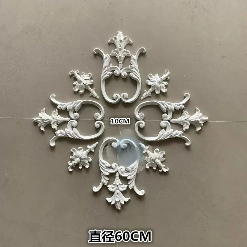 French Plaster Line Parquet Light Panel Ceiling Shape Flower Corner Hollow Flower Relief European Decorative Three-Dimensional C