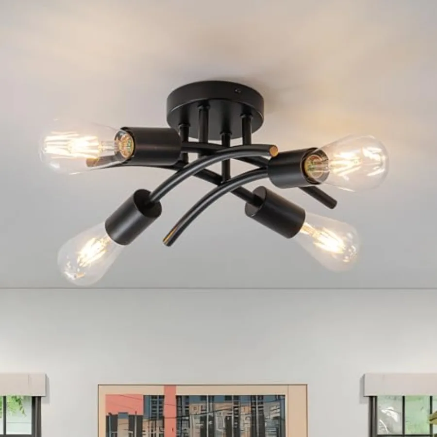 

Semi Flush Mount Ceiling Light Fixture Modern Flush Mount Ceiling Lights 4-Light Sputnik Ceiling Light Fixture with E26 Bulb Ba