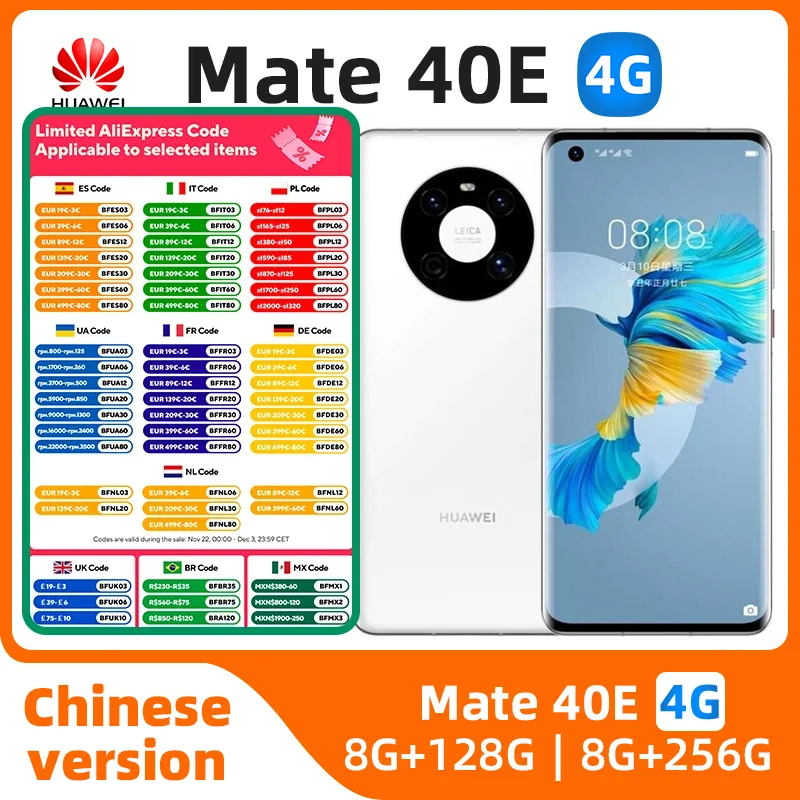 هواوي-هاتف ذكي mate 4g ، kir0e 4g ، شاشة 40inch e 90hz ، كاميرا 50mp ، 50 mah ، شحن 40w ، harmonyos ، أصلي