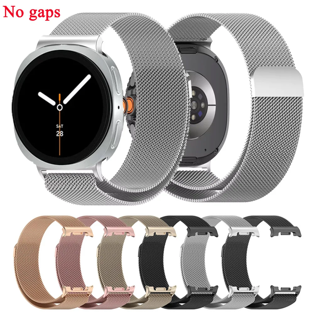 Cinturino in acciaio inossidabile senza spazi vuoti per Samsung Galaxy Watch 8 40mm 44mm Cinturino magnetico milanese in metallo per Galaxy Watch 8 Classic 46mm