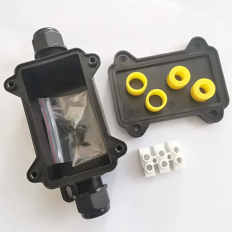 IP68 Outdoor Waterproof Junction Box – Black, 3/4 Way Mini Connector Box With PC Plastic and Terminal, Designed for Buried Wires
