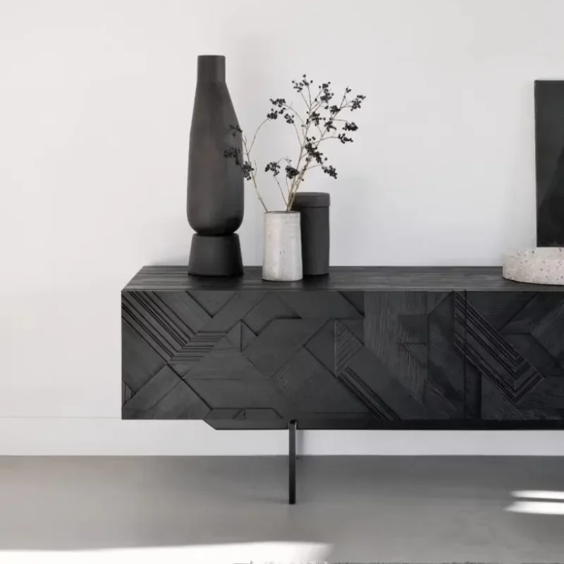 حامل تلفاز حديث عالي الجودة باللون الأسود مصمم إبداعي لغرفة المعيشة حامل تلفاز منظم عرض Muebles Para Tv أثاث عصري #6