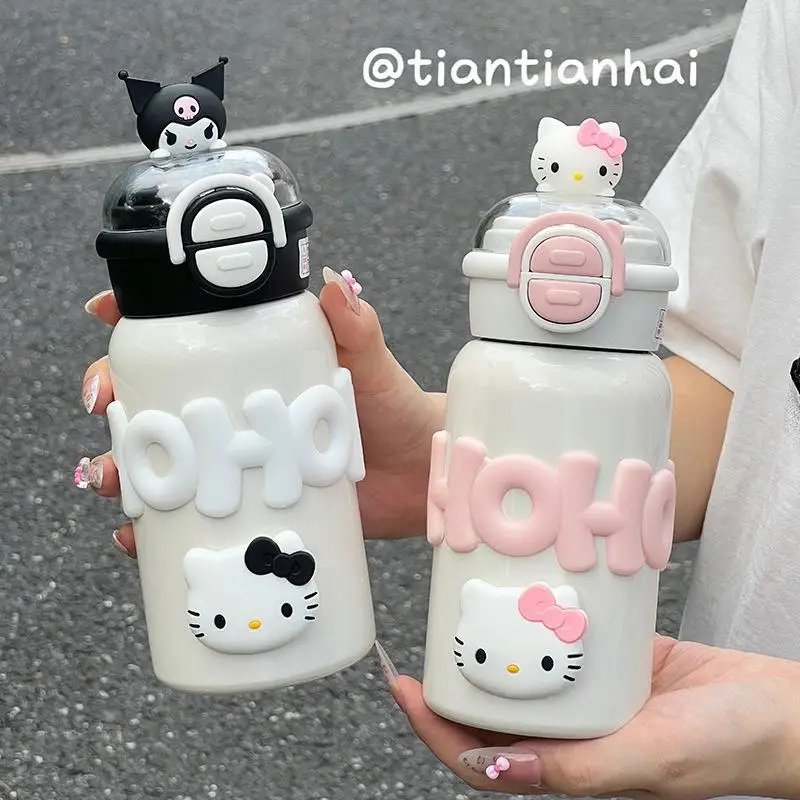 New Sanrio Kuromi Hello Kitty Cinnamoroll Cartoon Cute Straw Cup Insulated Cup Water Cup 316 Stainless Steel Cup