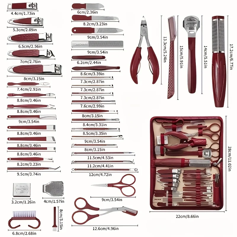 43pcs Professional Nail Clipper & ManicurePedicure Set Non-Slip Grip Portable Case  Complete Nail Care Kit with Cuticle Pusher
