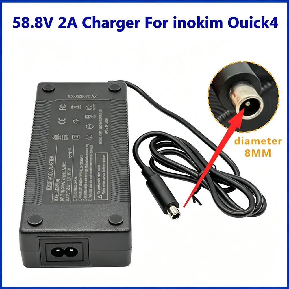 For INOKIM Quick 4 Electric Scooter 58.8V 2A Single Hole AC DC Li-ion Battery Charger Standard Adapter Replacement Spare Parts