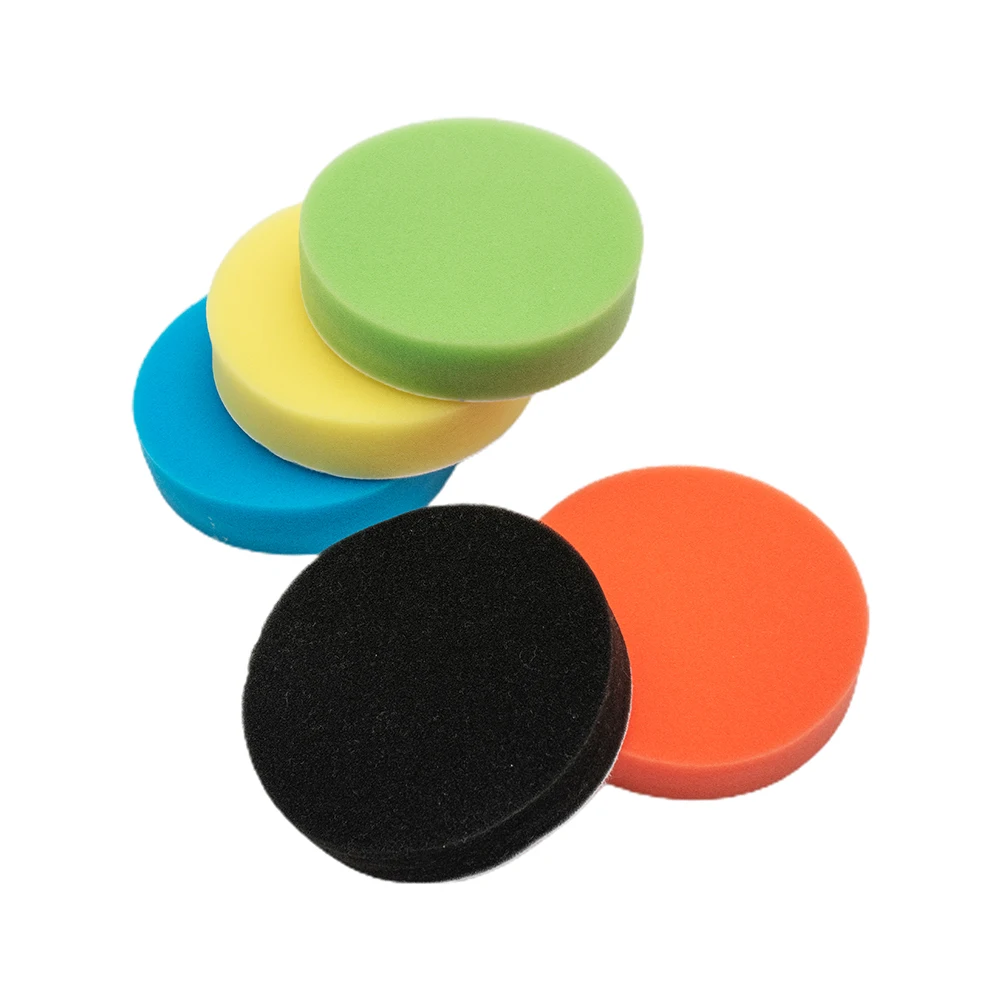 

5pcs Flat Sponge Buff Pads Polishing Car Woodworking Furniture Glass Fiberglass Detailing Care Wash Polisher Pad