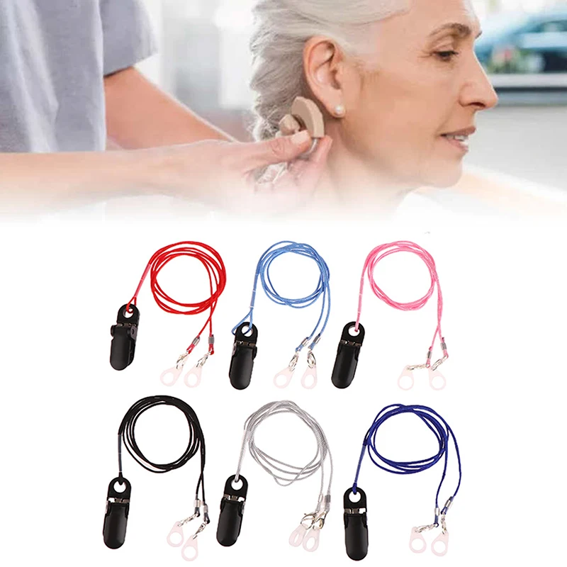

Hearing Aids Clip Holder Transparent 2 Rings Anti-Lost Lanyard Safety Behind The Ear Hearing Aids Accessory For Children Adult