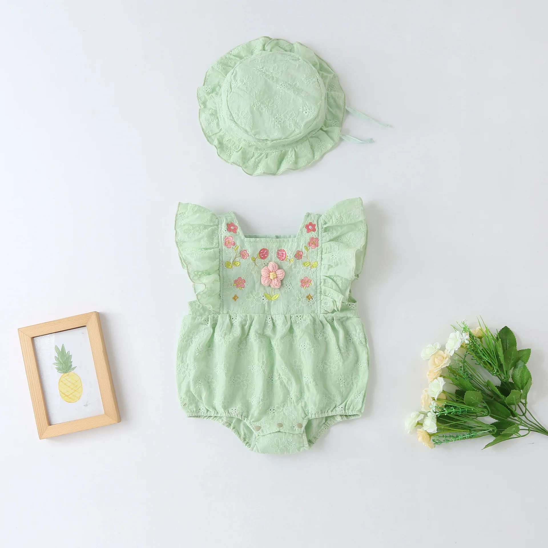 Summer Newborn Infant baby Girls Romper Embroidered Cotton Linen Infant Romper PLaysuit Jumpsuit Fashion Baby Clothing