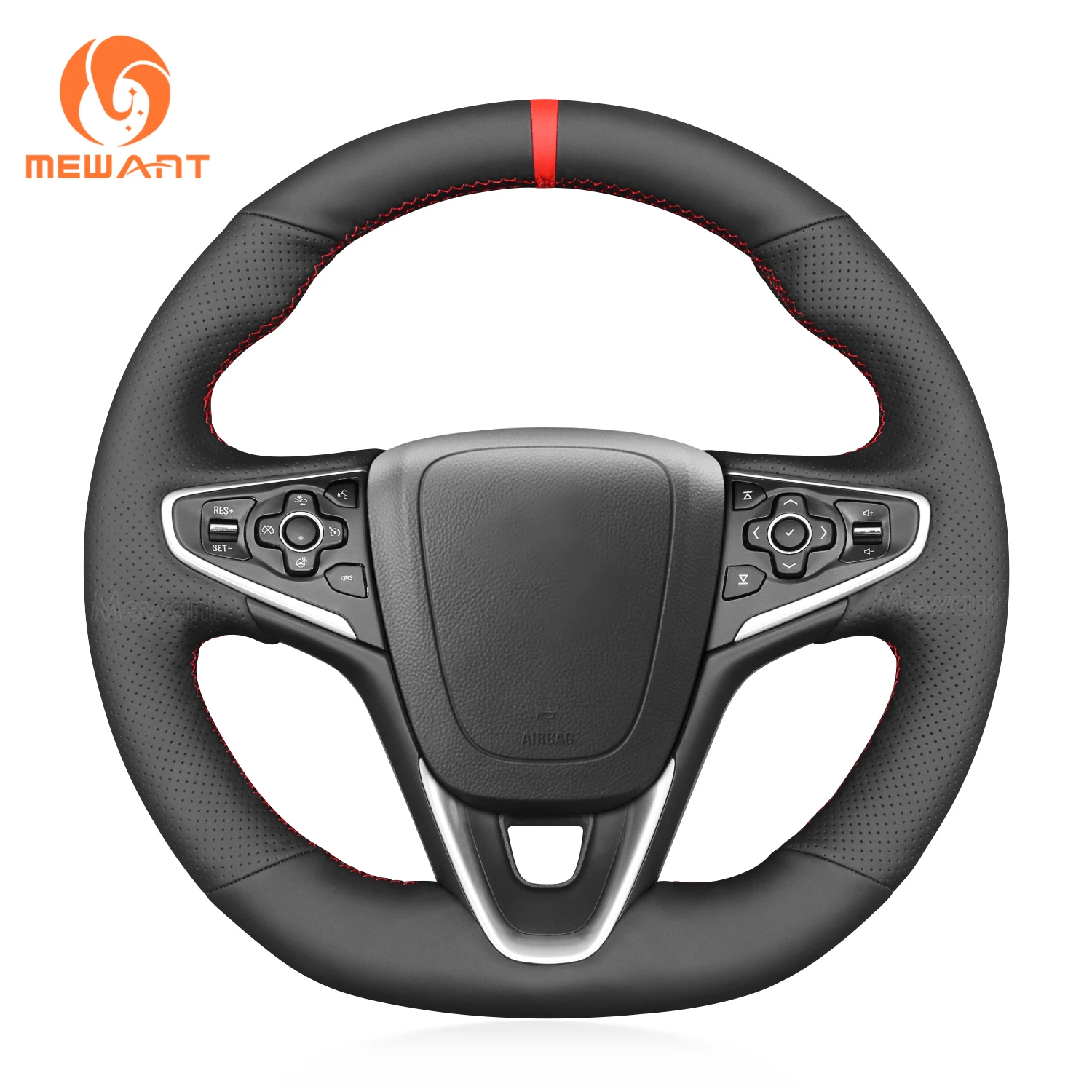 

MEWANT Black Genuine Leather Car Steering Wheel Cover for Opel Insignia (OPC) 2013-2017/ for Buick Regal GS 2016