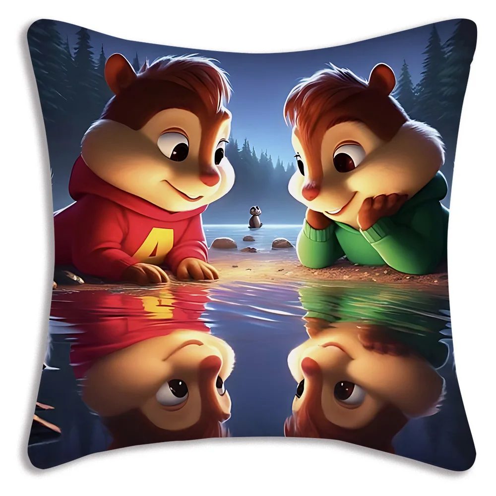 Pillow Covers A-AlvinS and the Chipmunks Cartoon Sofa Decorative Home Double-sided Printing Short Plush Cute Cushion Cover