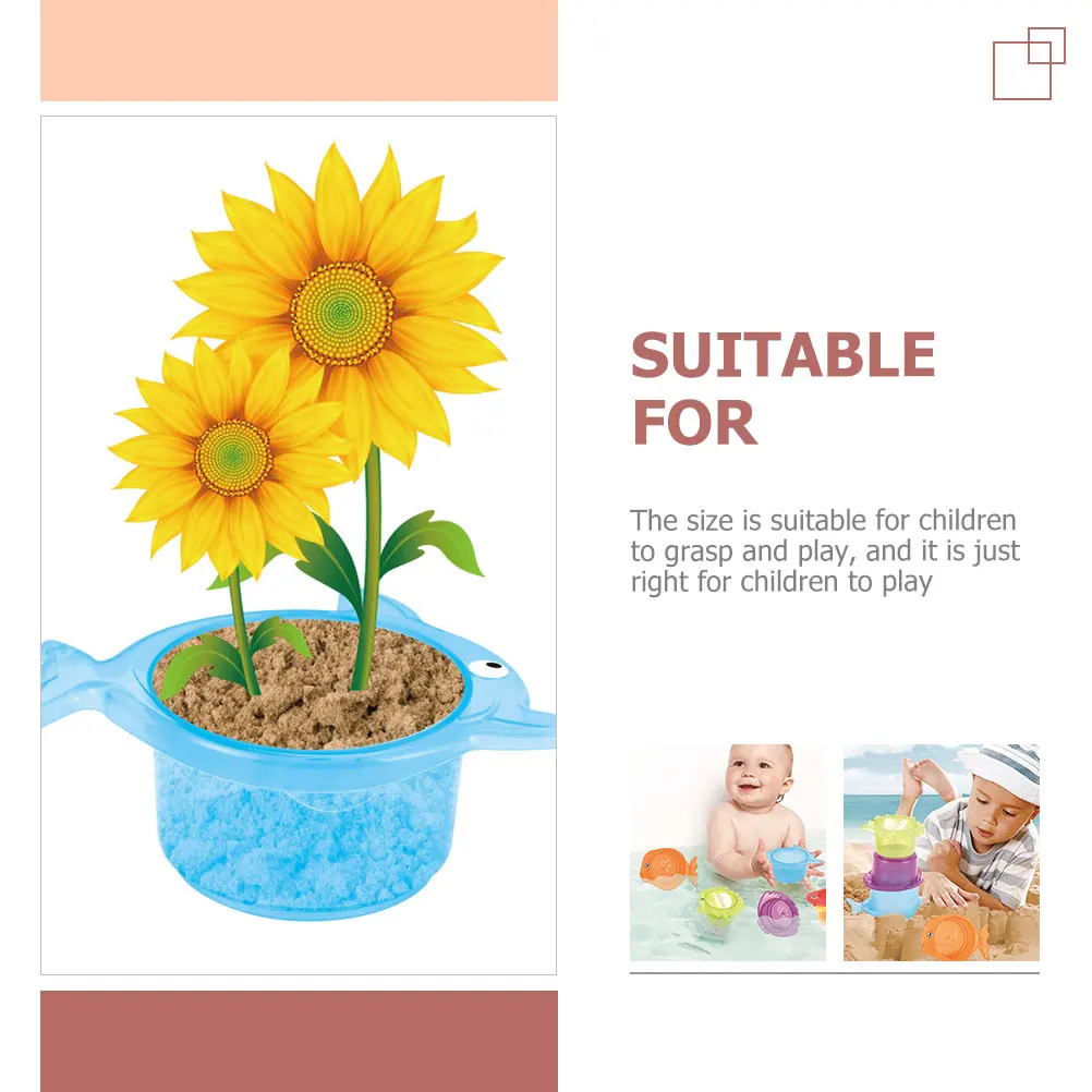 

1 Set Baby Bath Sturdy Cartoon Children Cups Bright Color Beach Sand Cups Toddler Educational Playthings Stackable Bathtub Kids