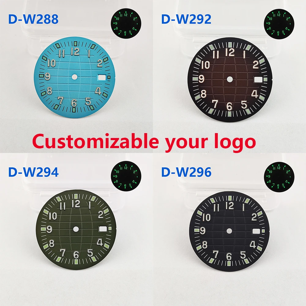 nh35 dial 31.5mm green Luminous single calendar Customizable logo for NH35 Movement Modification Accessories Replacement